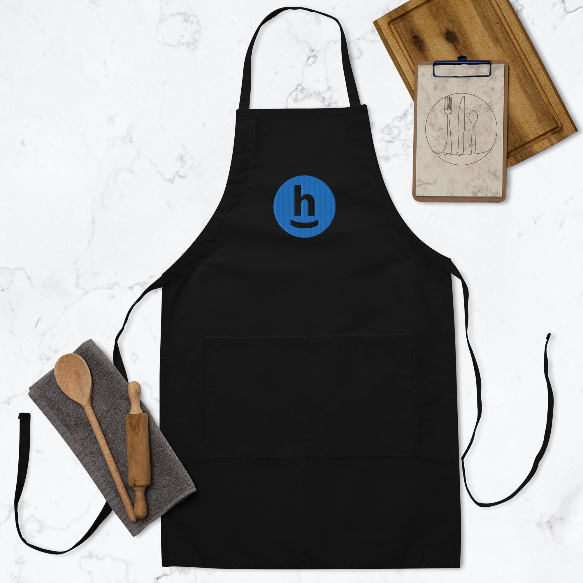 The Happy Chef (Aqua) - Embroidered Apron