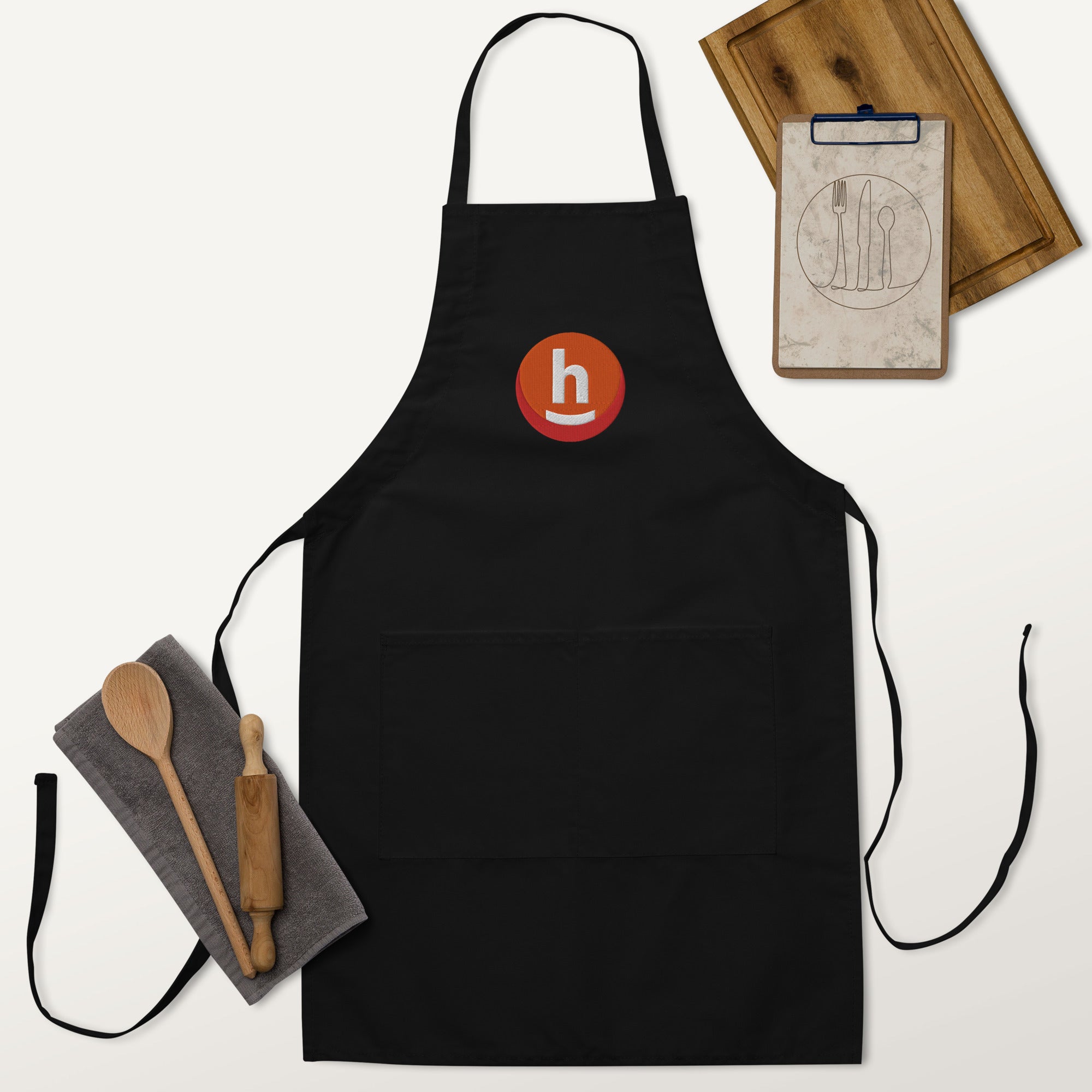 The Happy Chef (orange) - Embroidered Apron