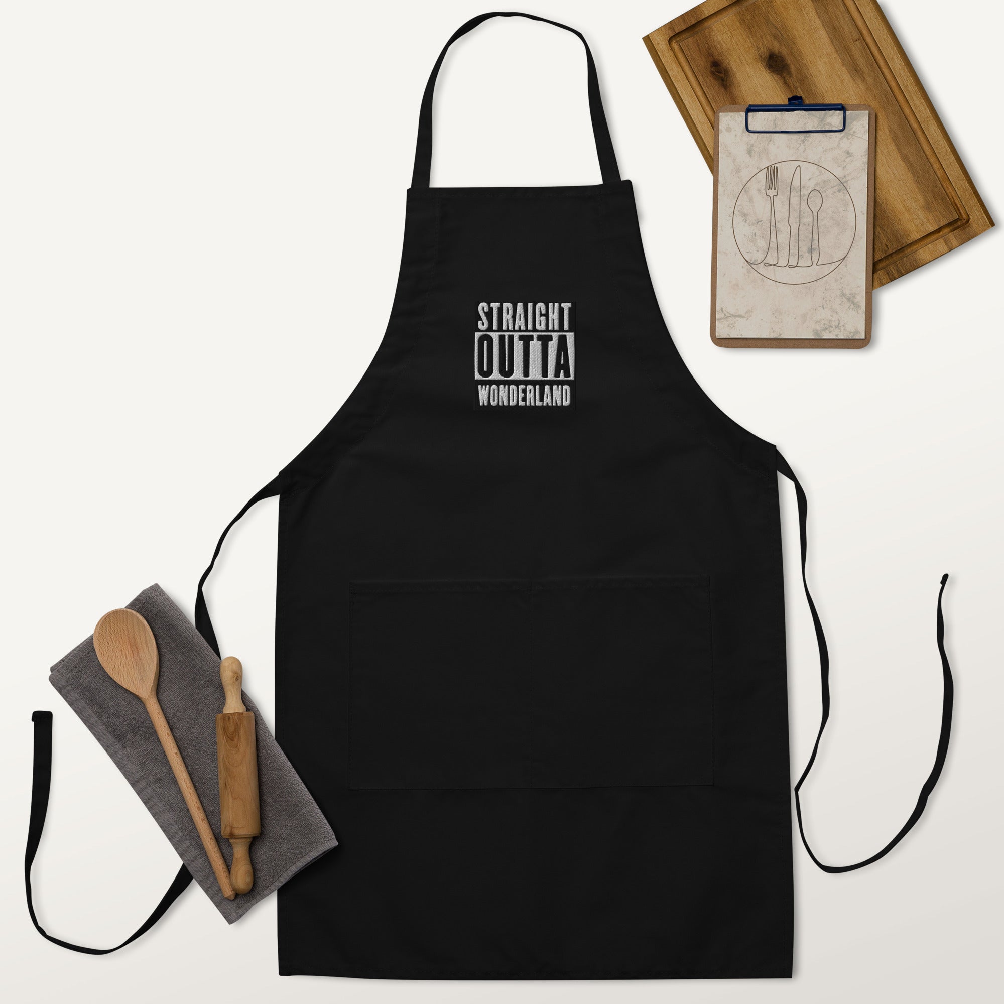 "Straight Outta Wonderland" - Embroidered Apron
