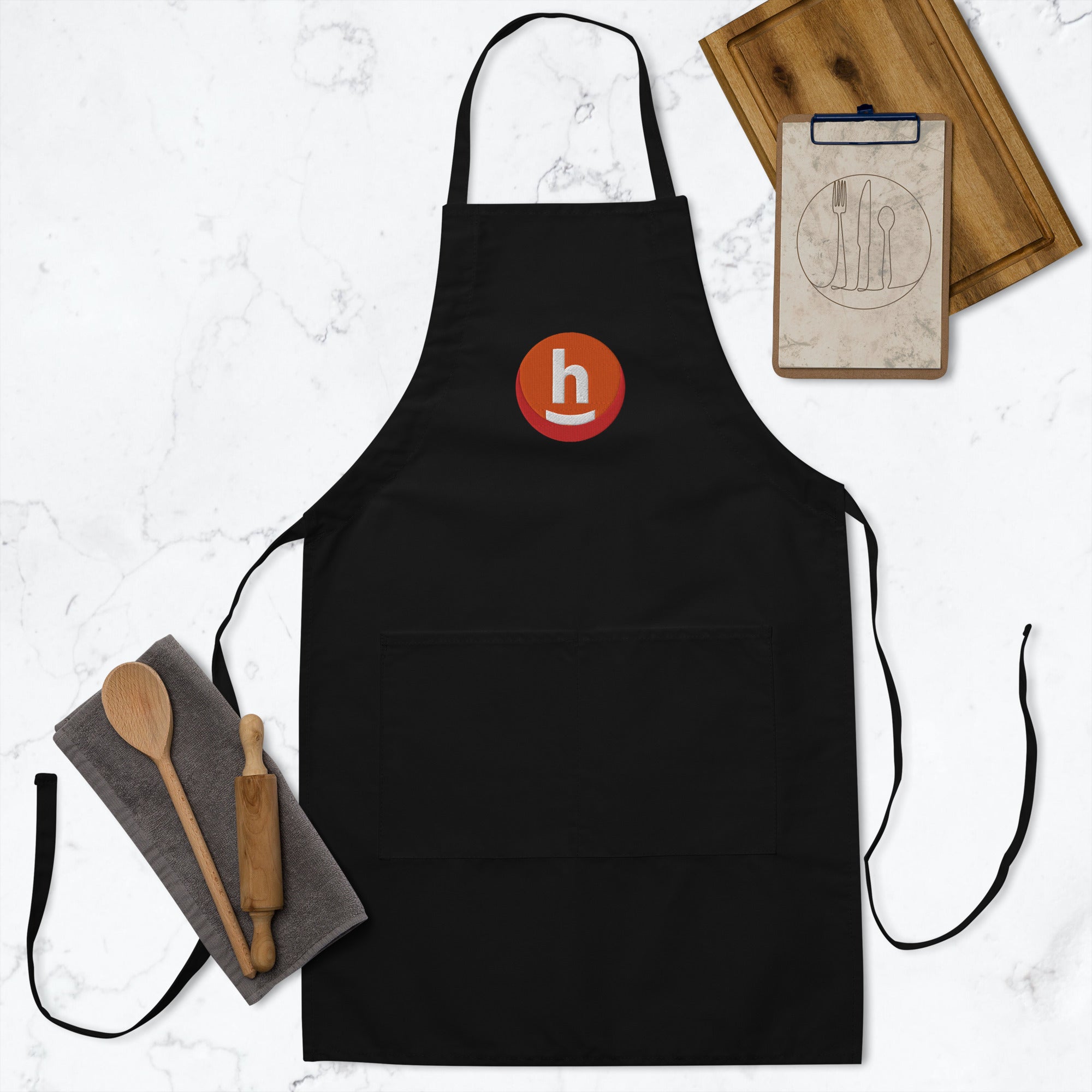 The Happy Chef (orange) - Embroidered Apron