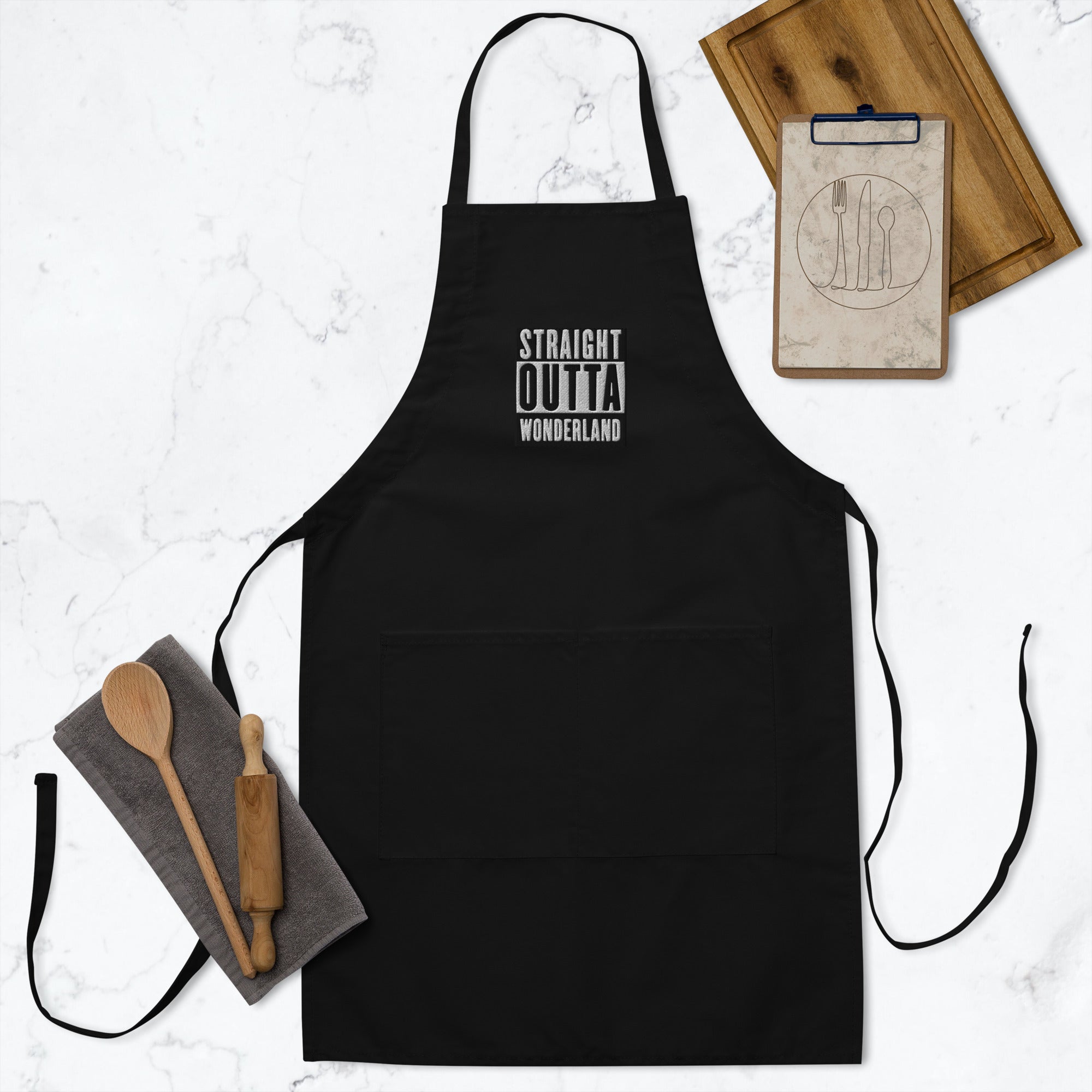 "Straight Outta Wonderland" - Embroidered Apron