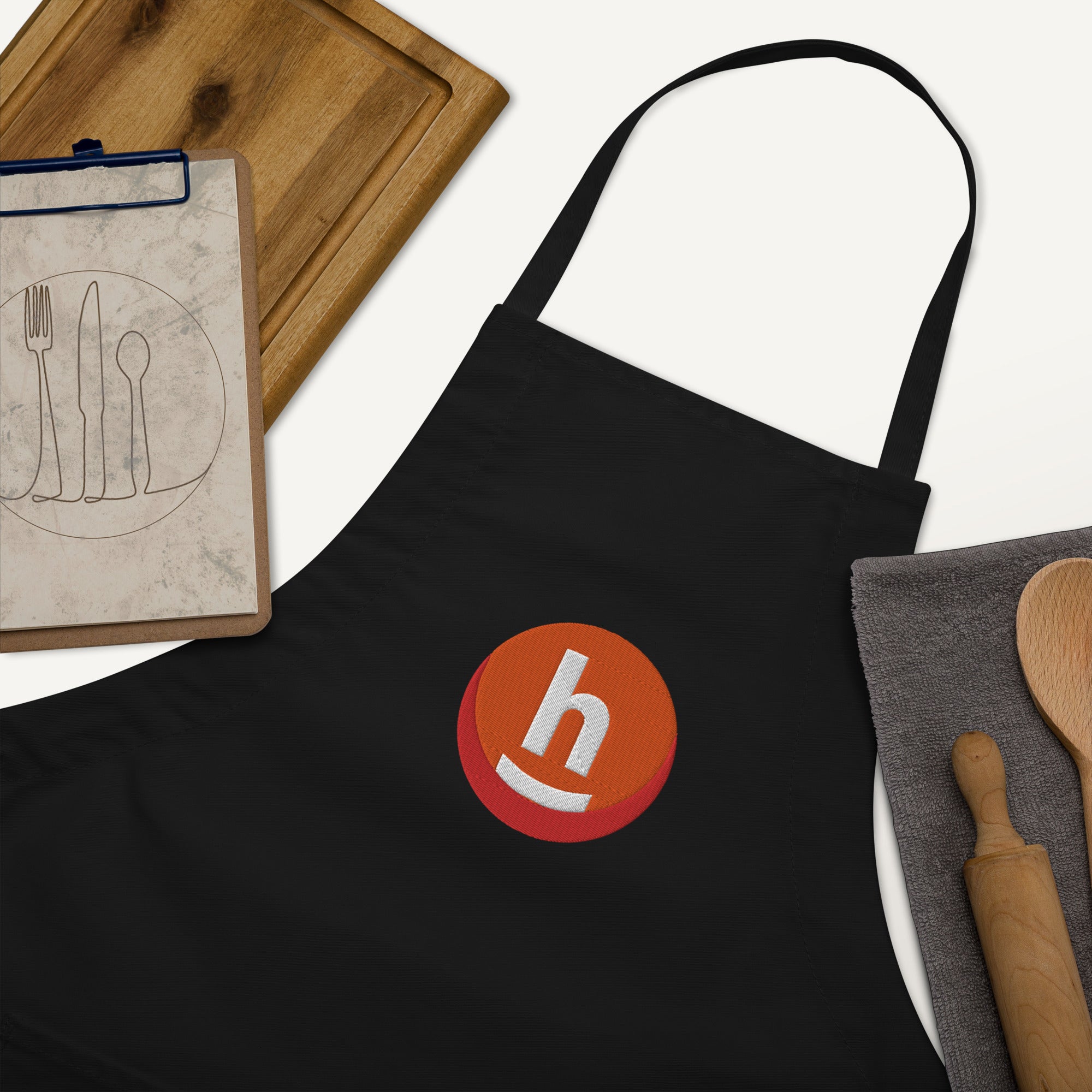 The Happy Chef (orange) - Embroidered Apron