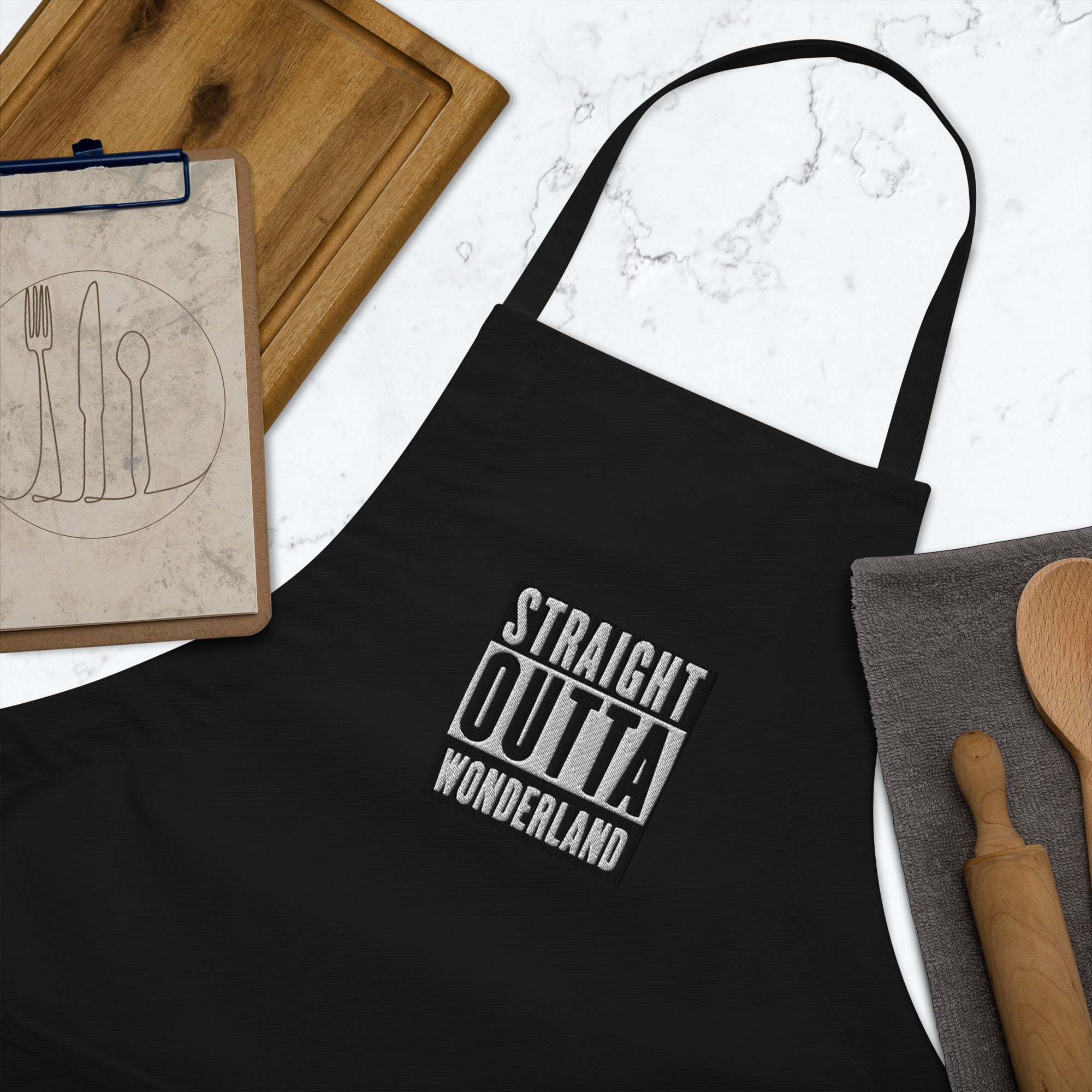 "Straight Outta Wonderland" - Embroidered Apron
