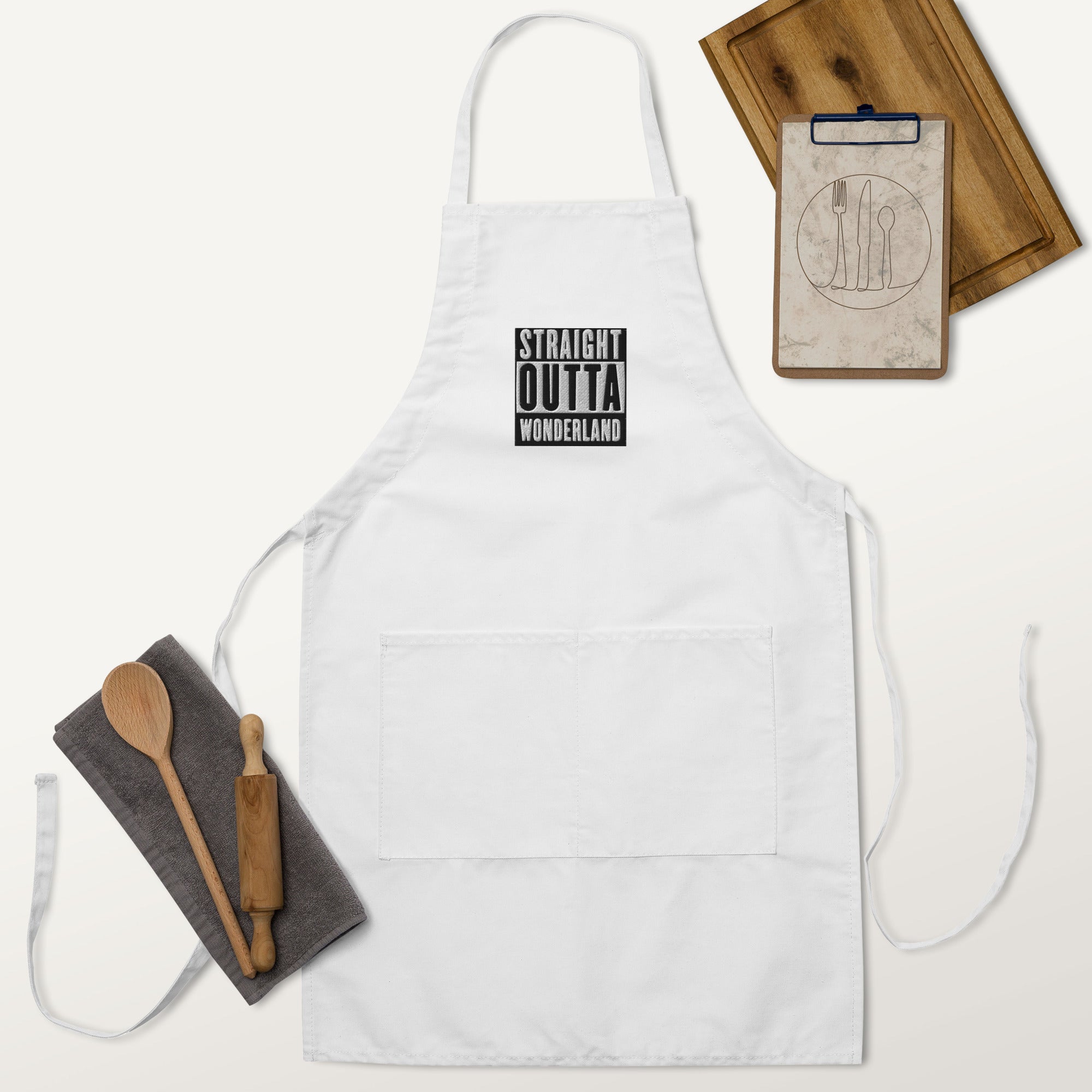 "Straight Outta Wonderland" - Embroidered Apron