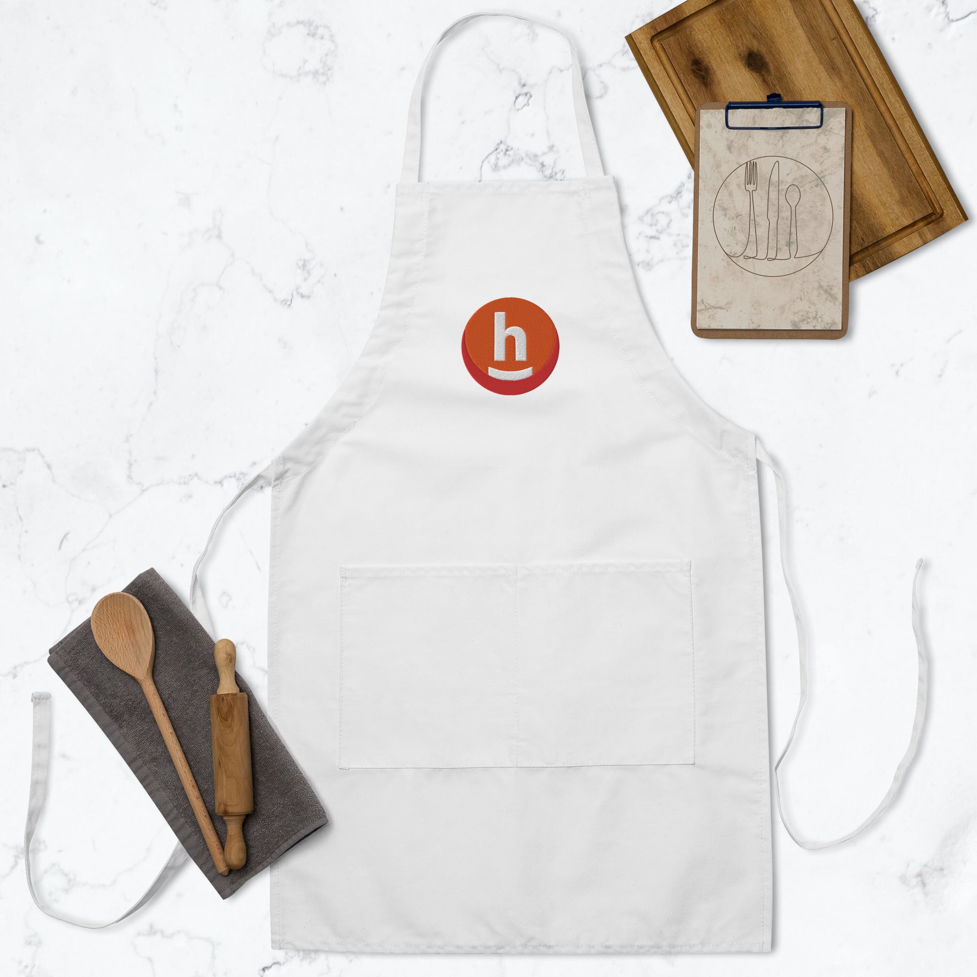 The Happy Chef (orange) - Embroidered Apron