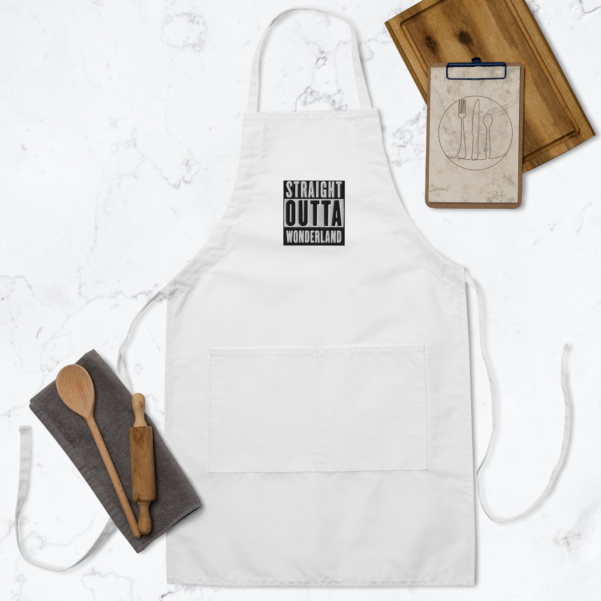 "Straight Outta Wonderland" - Embroidered Apron