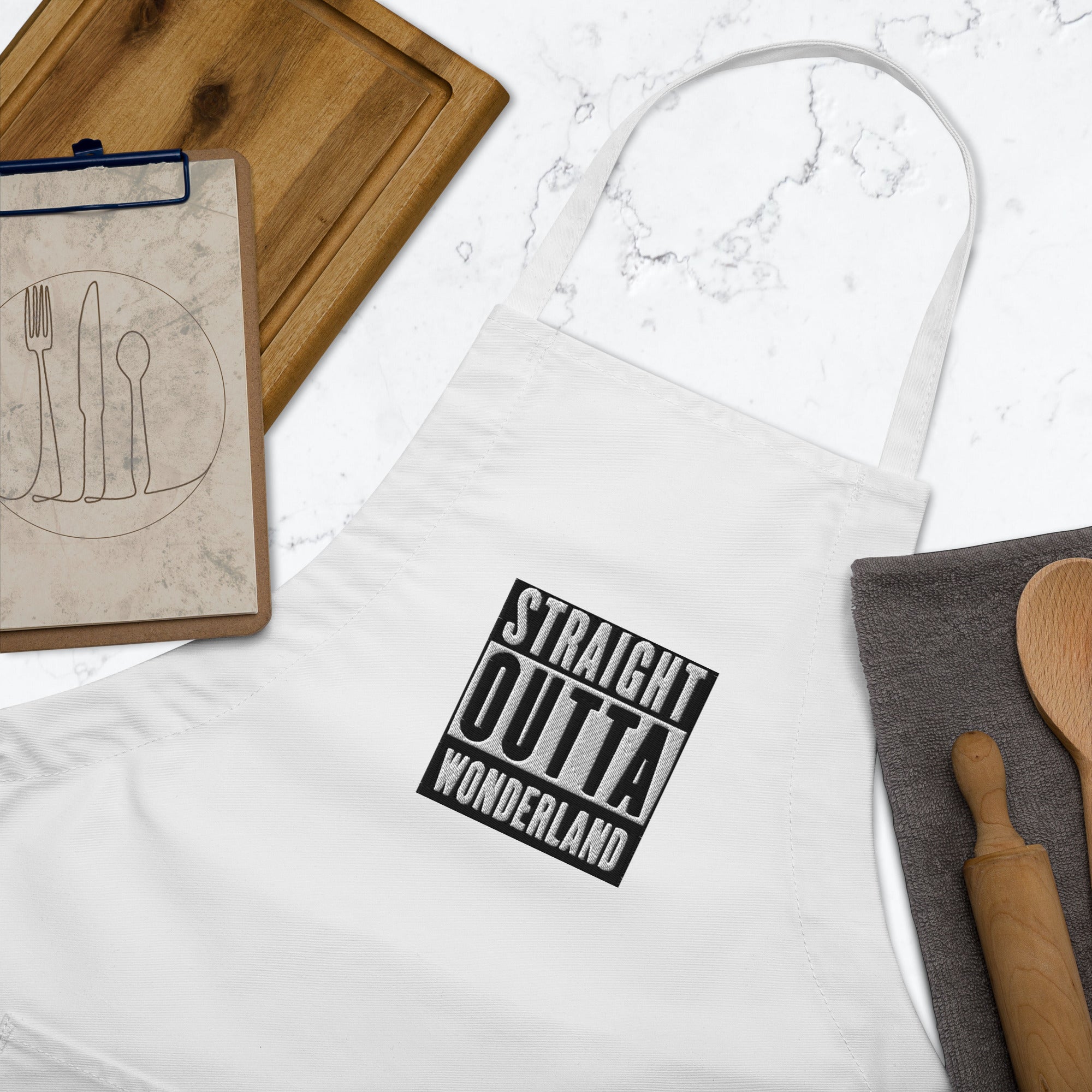 "Straight Outta Wonderland" - Embroidered Apron